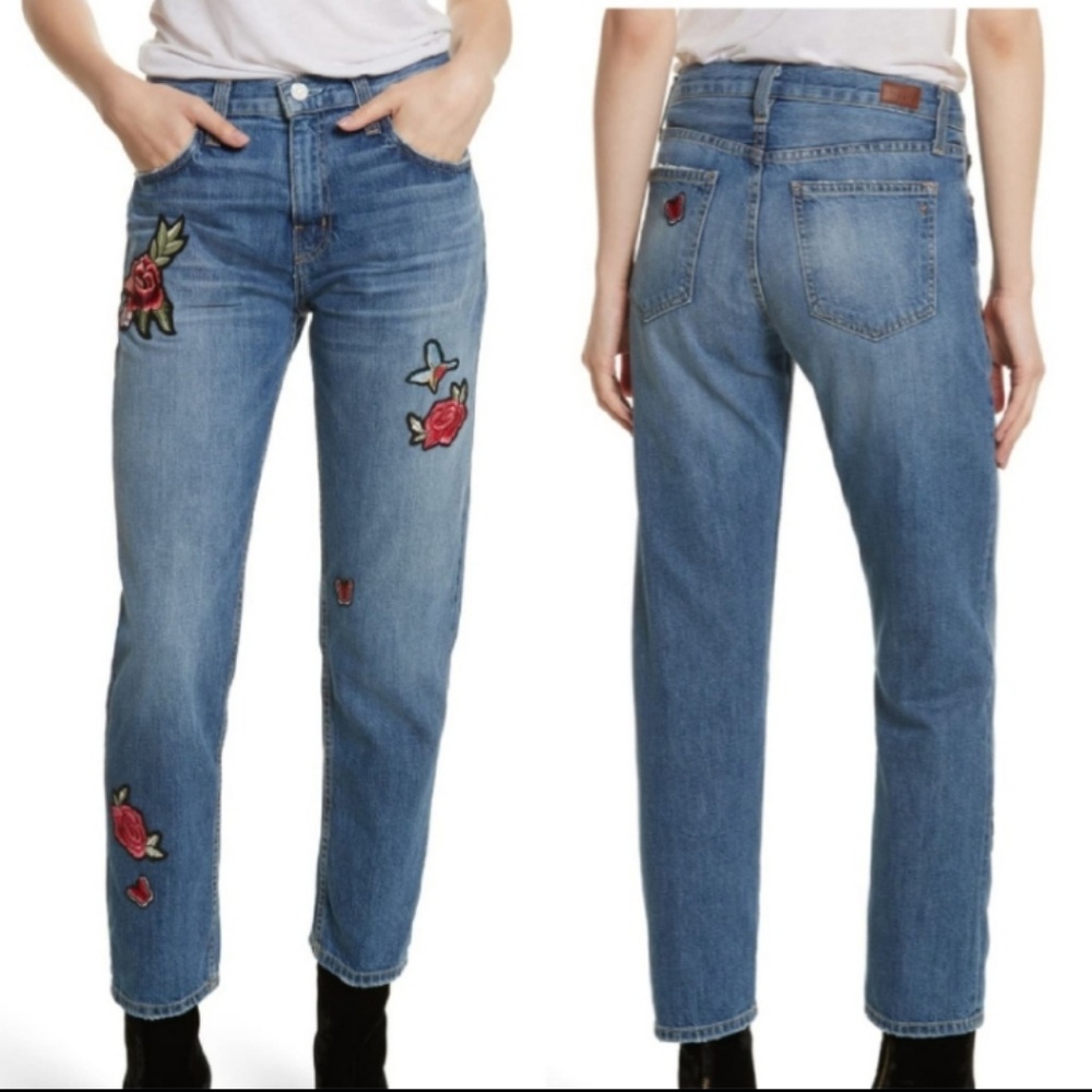 Joie Josie high rise butterfly bird rose  jeans